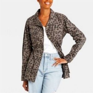 Knox Rose Animal Print Long Sleeve Utility Jacket Size Medium‎